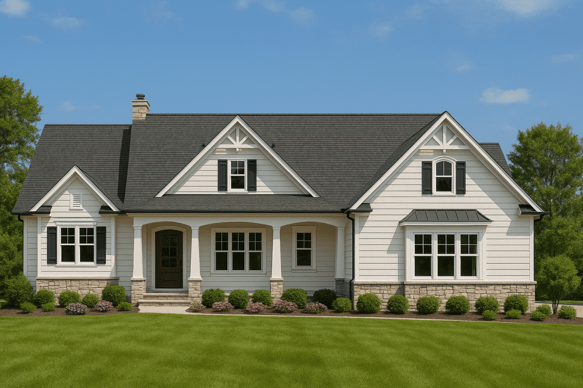 Beautiful 1.5-Story House Plan with Craftsman Design & CAD Blueprints