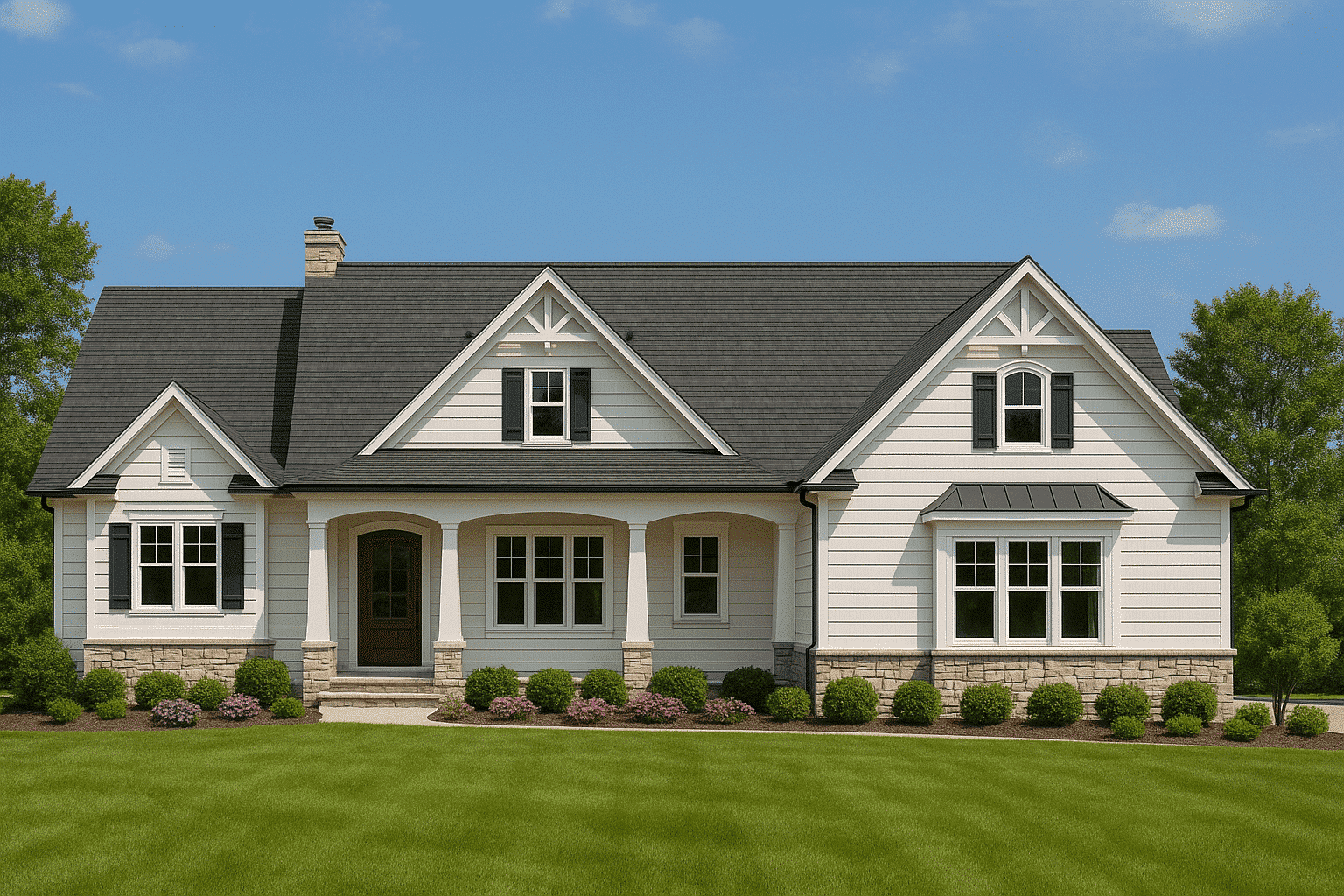 18-1009 HOUSE PLAN - Modern Farmhouse Plan - 3-Bed, 2.5-Bath, 2,450 SF 2 Beautiful 1.5-Story House Plan with Craftsman Design & CAD Blueprints