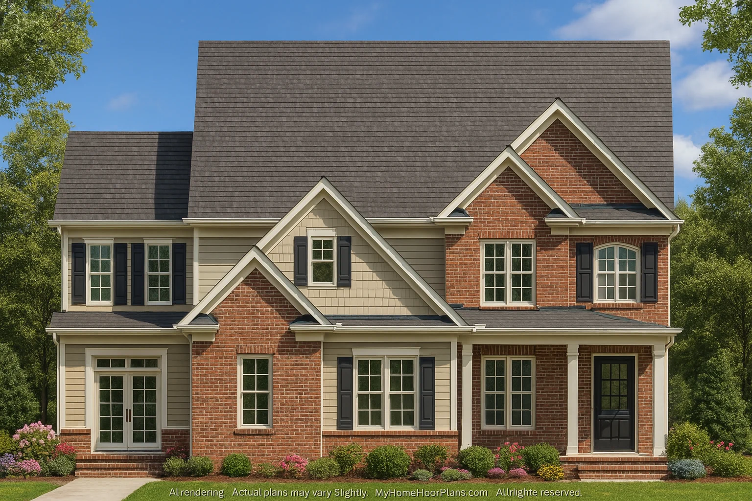 13-2032 HOUSE PLAN - Customizable House Plan | 3D Floor Plan and CAD Designs 2 Customizable 3-Story Craftsman House Plan with 3D Floor Layout