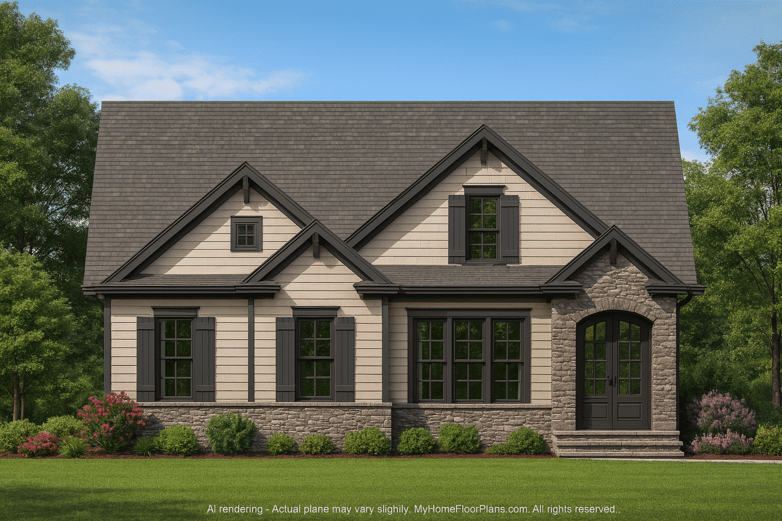 12-2295 HOUSE PLAN - House Floor Plan Blueprint with CAD Designs for 4-Bedroom Build 2 Traditional Craftsman Home Plan with 4 Bedrooms, Bonus Room & CAD Blueprints