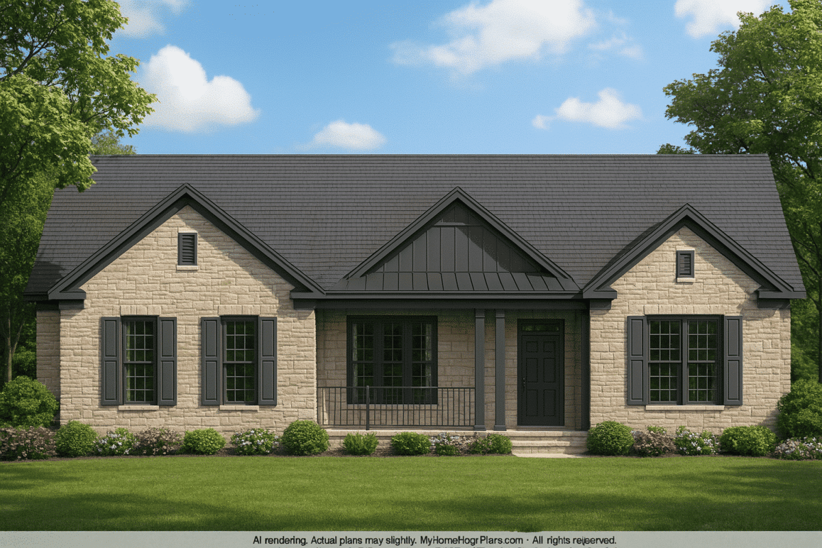 Traditional Home Plan with CAD Blueprint and Open Floor Design