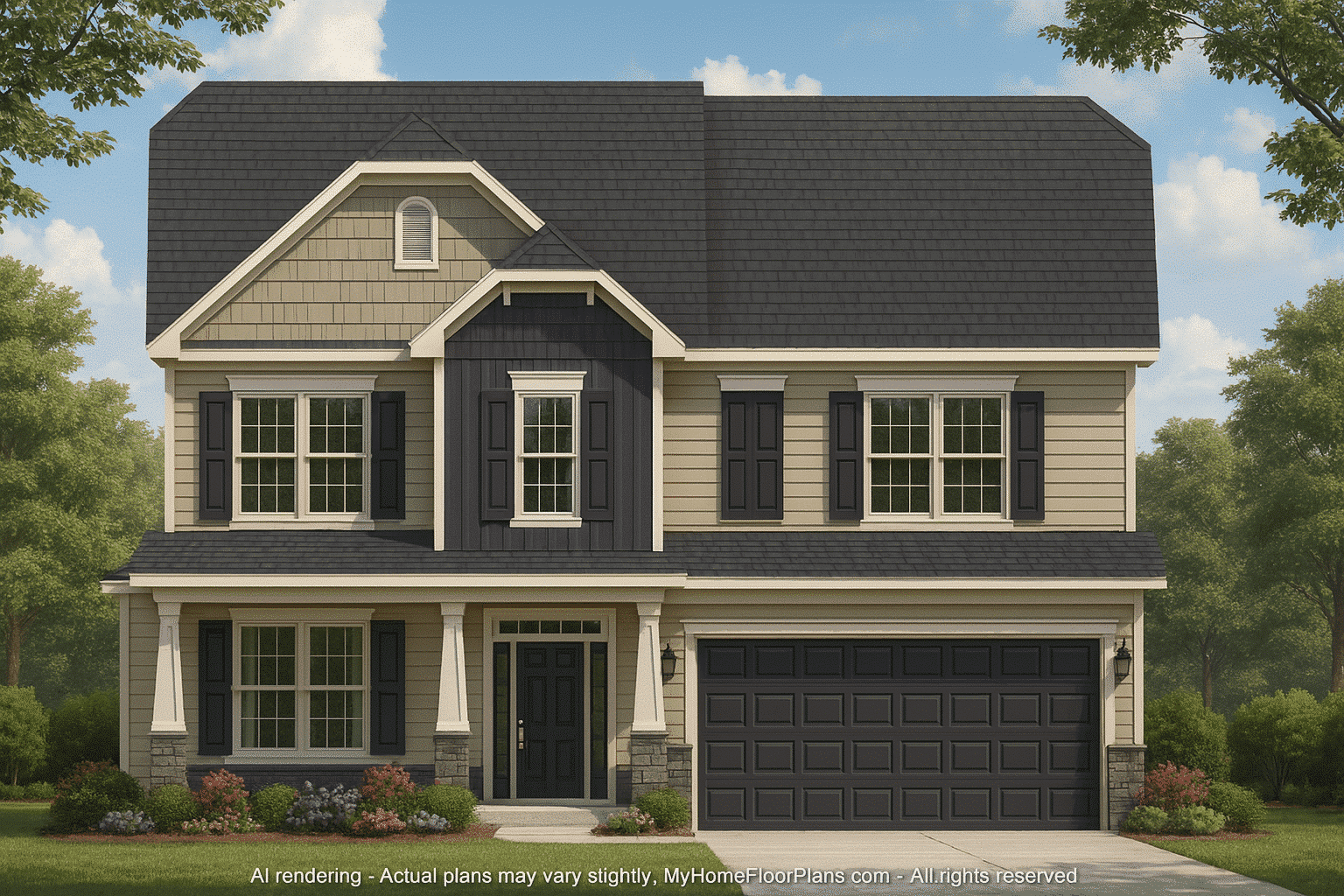 15-1525 HOUSE PLAN - Traditional Colonial Home Plan - 4-Bed, 3-Bath, 2,650 SF 2 Modern Suburban House Plan with 2.5 Floors and 2-Car Garage