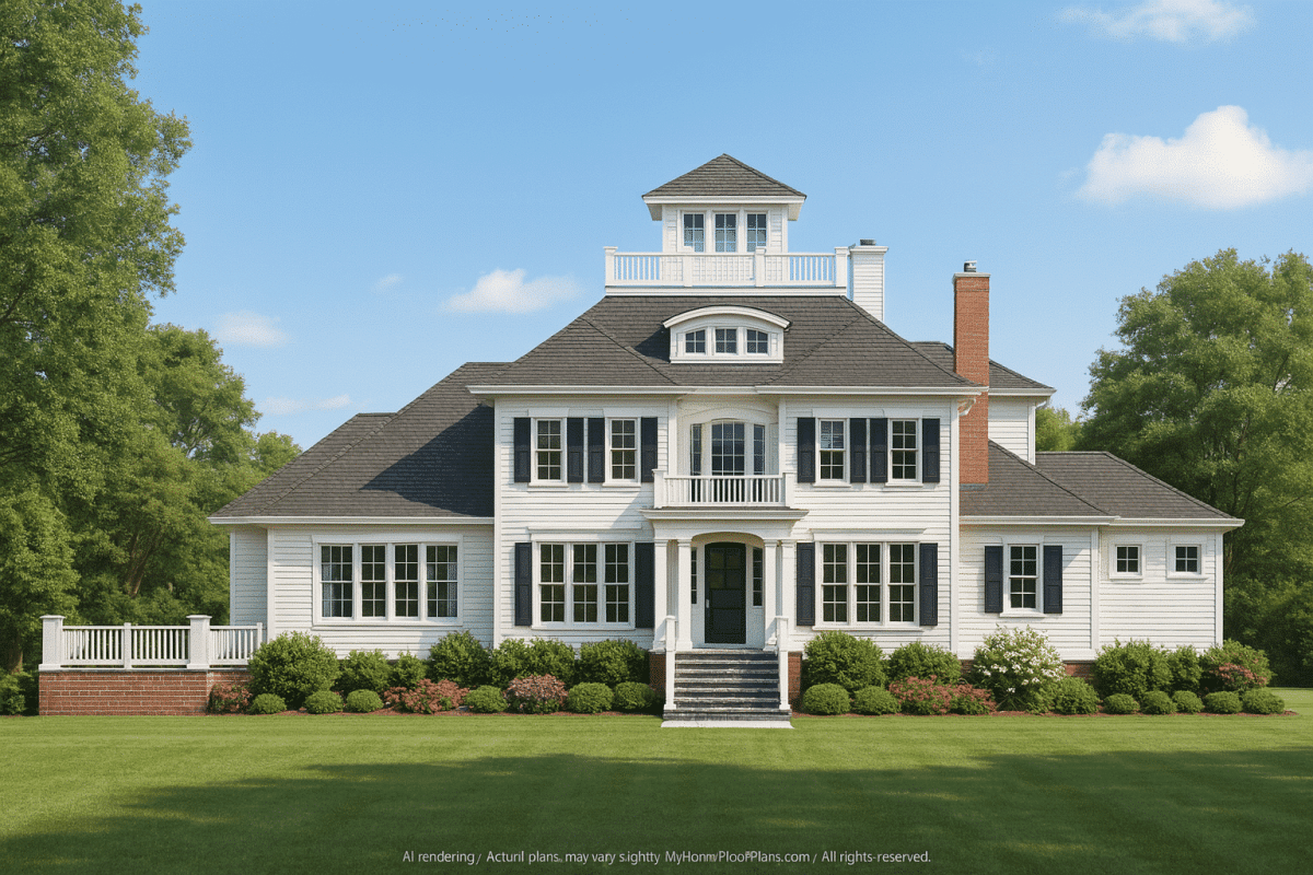 Luxury Home Plan with 3 Floors, 5 Bedrooms & CAD Blueprints