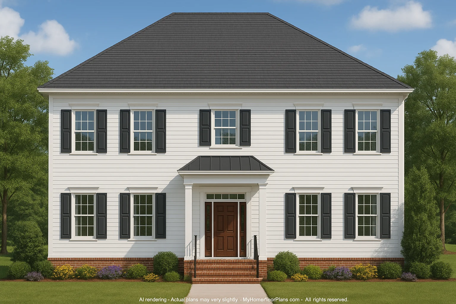 Colonial Revival Home Floor Plan with Timeless Indoor-Outdoor Layout