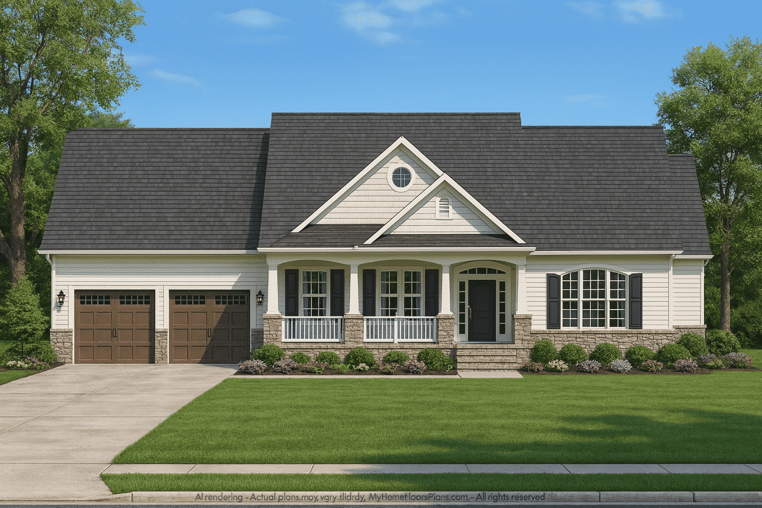 14-1435 HOUSE PLAN - Architectural House Plan: 1-Story Craftsman Design with CAD 2 Architectural 1-Story Craftsman House Plan with Open Layout & Vaulted Ceilings