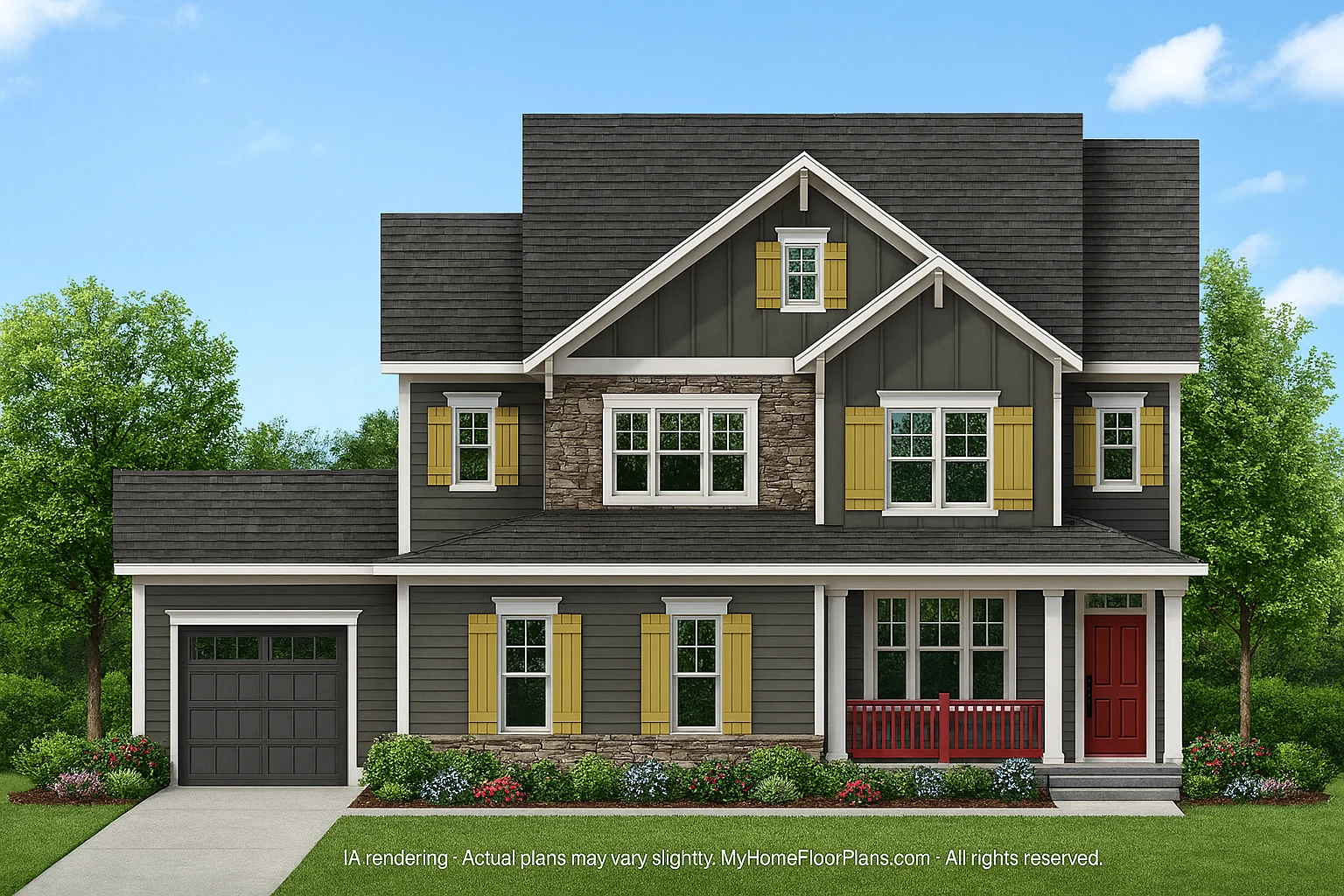 13-1790 HOUSE PLAN - Elegant House Plan with 3 Floors, Blueprint & CAD Design 2 Elegant 3-Story House Plan with Arts & Crafts Design