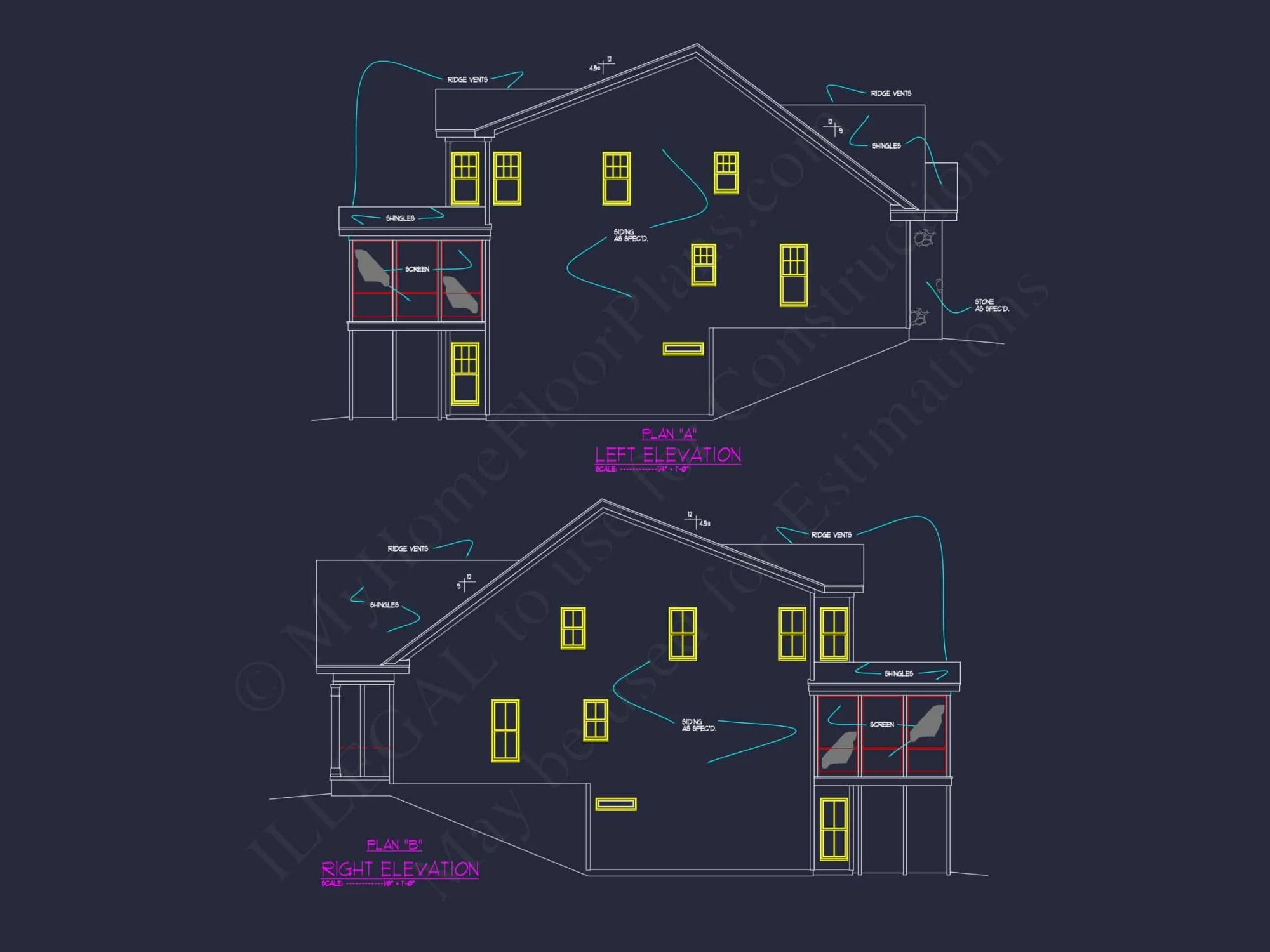 Elegant 3-Story Duplex House Plan with CAD Blueprint Designs