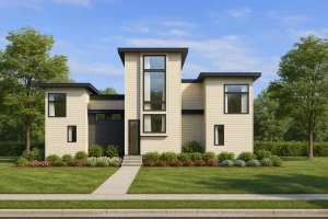 Modern 3-Story House Plan with Elevator and Contemporary Floor Design