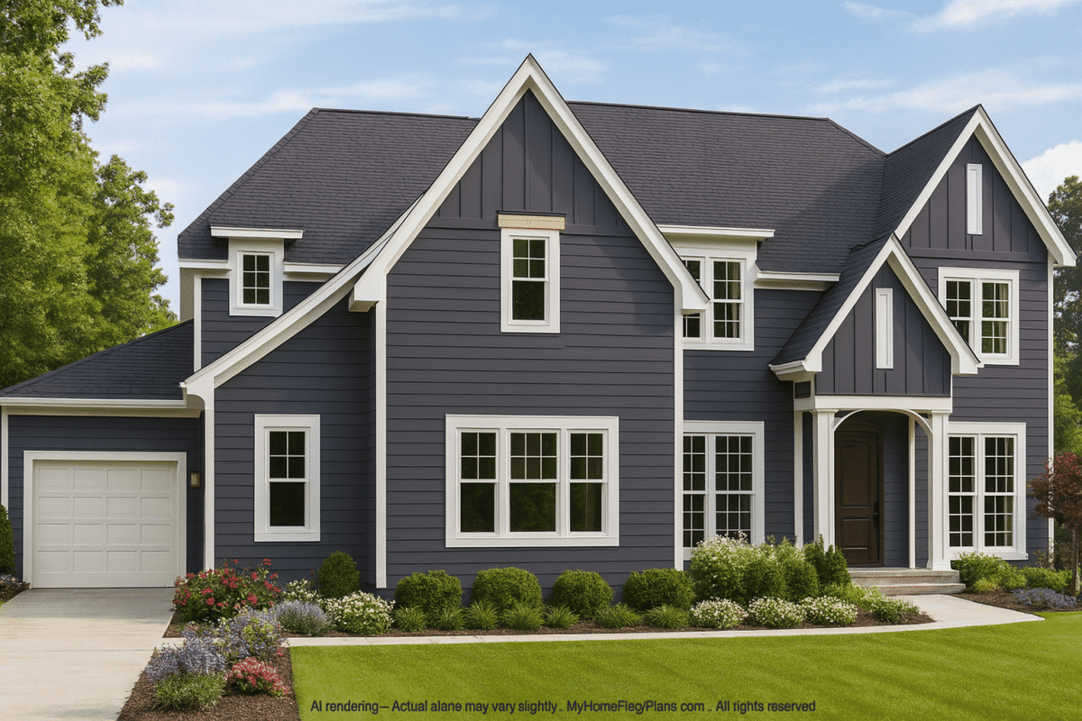 Elegant 2-Story Home Plan with CAD Blueprints and Modern Design