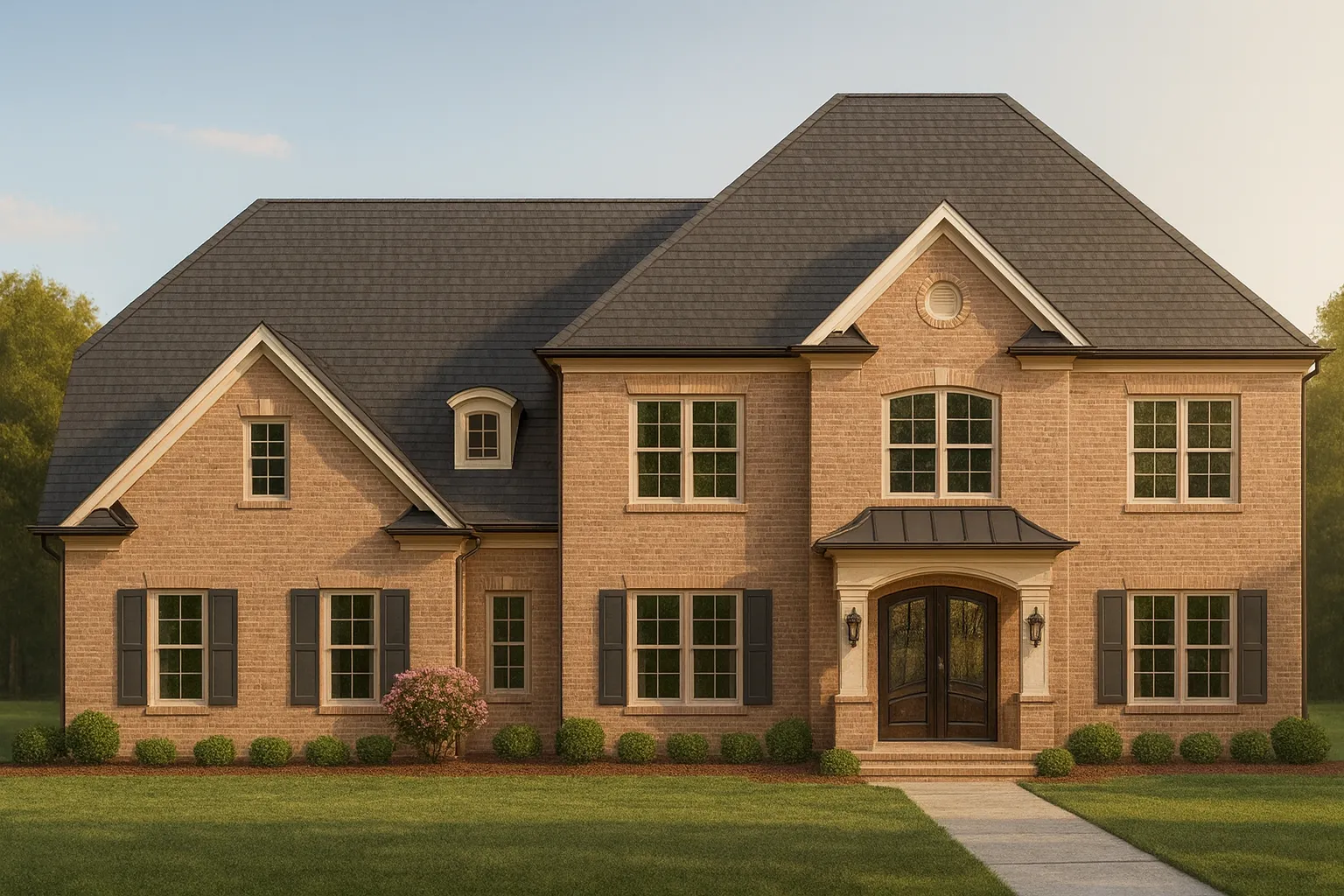 Modern Suburban House Plan with 2 Floors, Vaulted Ceilings & Bonus Room