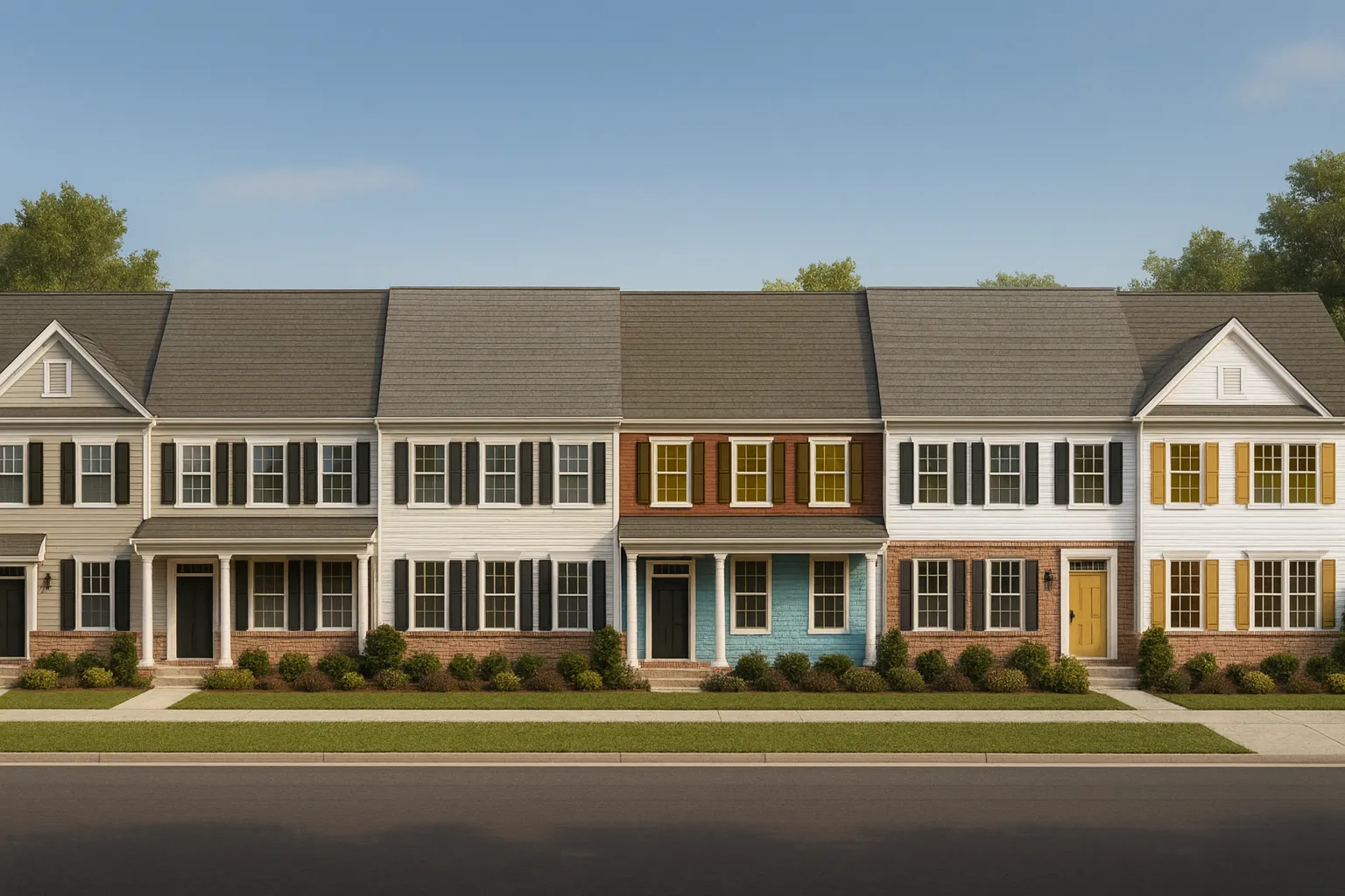 Charming Colonial Revival Townhome with CAD Blueprints & Elegant Details