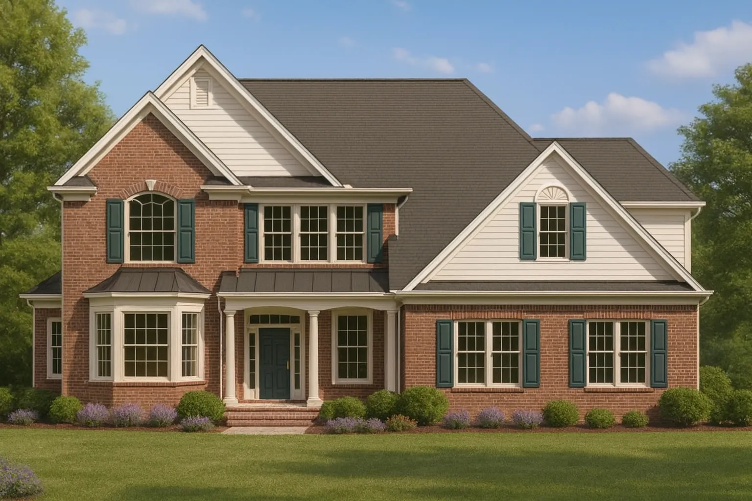 Elegant 2-Story Home Plan with CAD Blueprint & Modern Designs