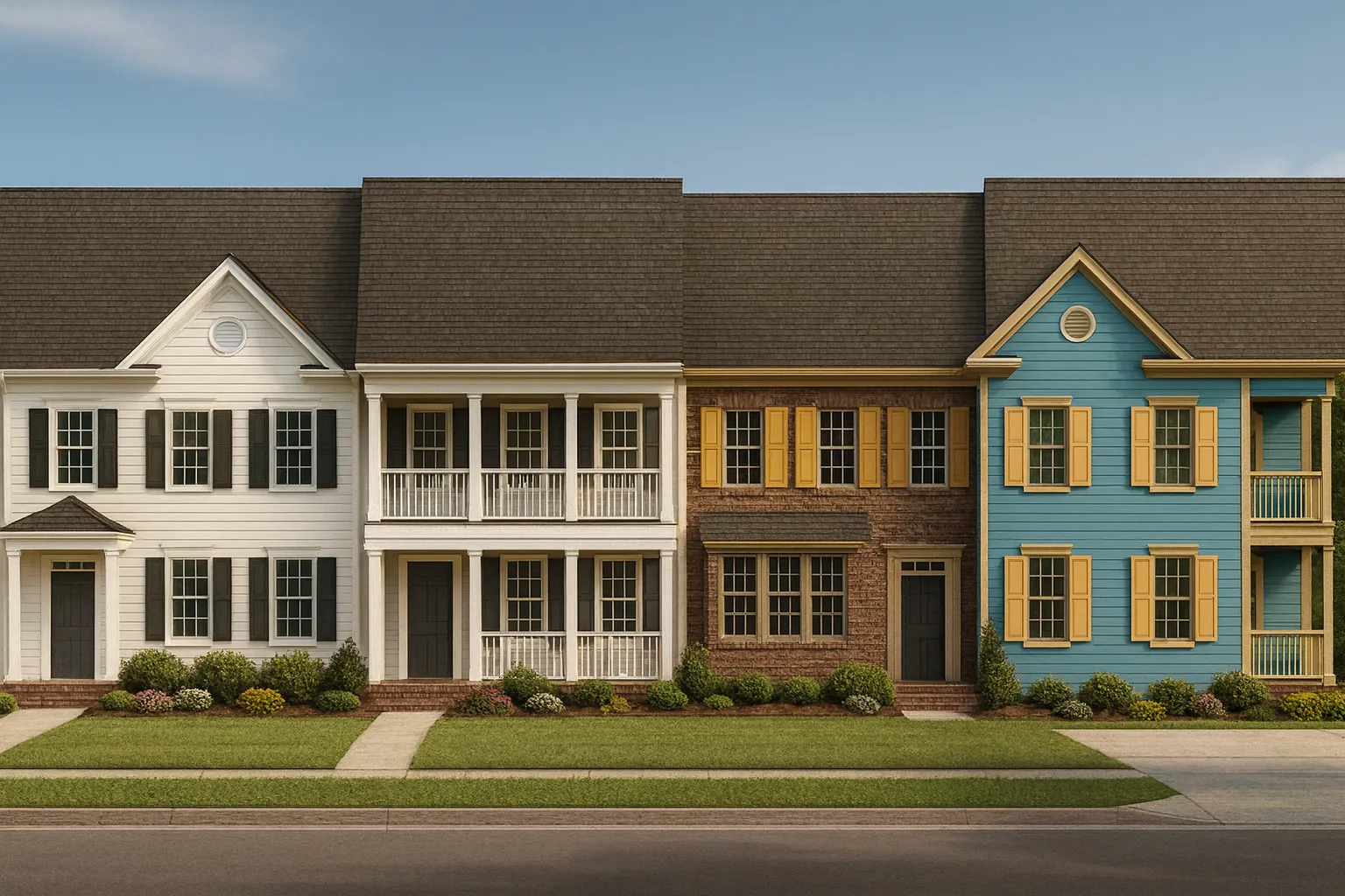 Colonial Revival Townhome CAD Floor Plan & Rear Entry Garage