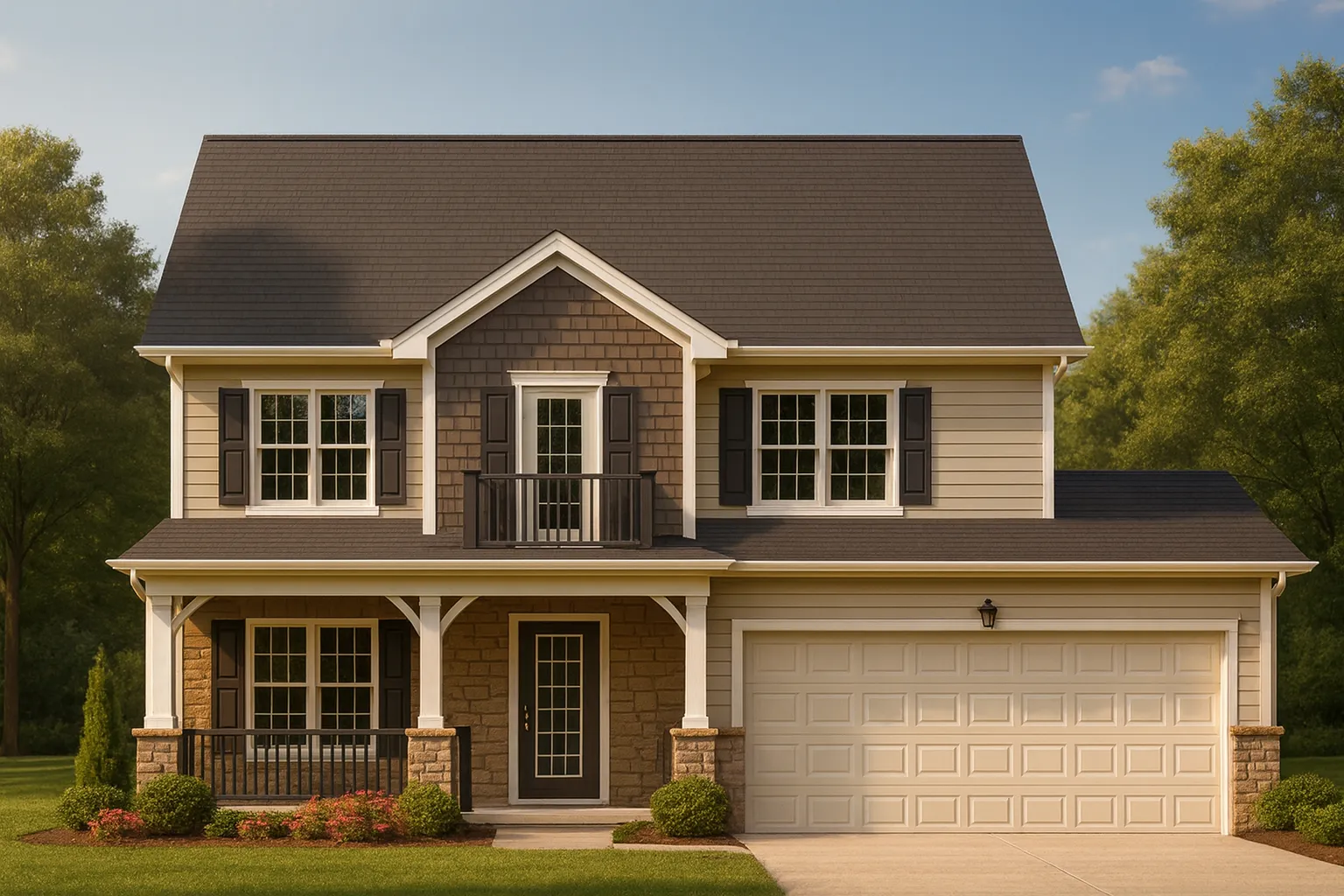 Modern Craftsman Home Plan with 2 Stories and CAD Blueprints