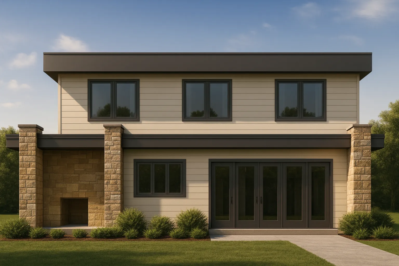 Modern Guesthouse Home Blueprint with Pool and Open Floor Plan