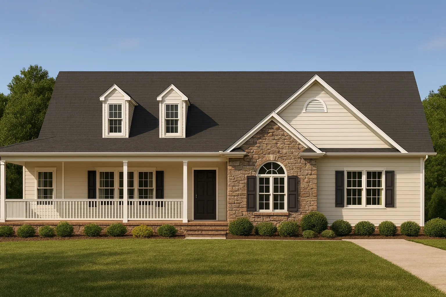 Traditional Farmhouse Home Plan with Ranch Layout and CAD Designs