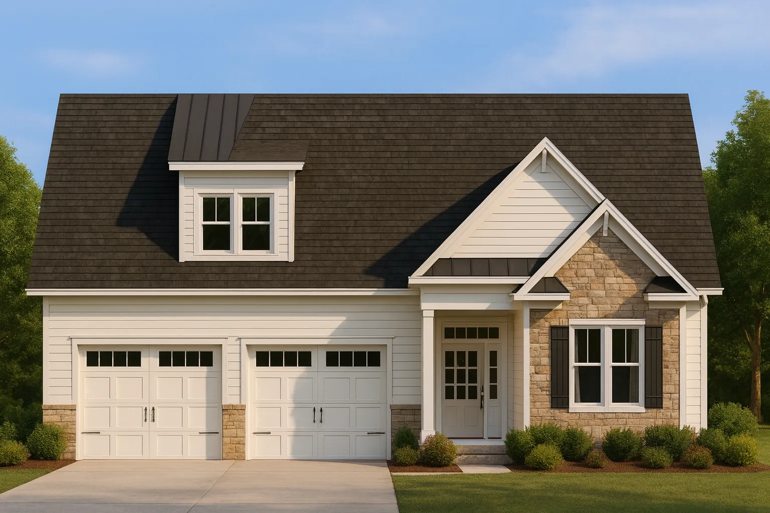 Craftsman Home Plan with 1.5 Floors and Open Layout