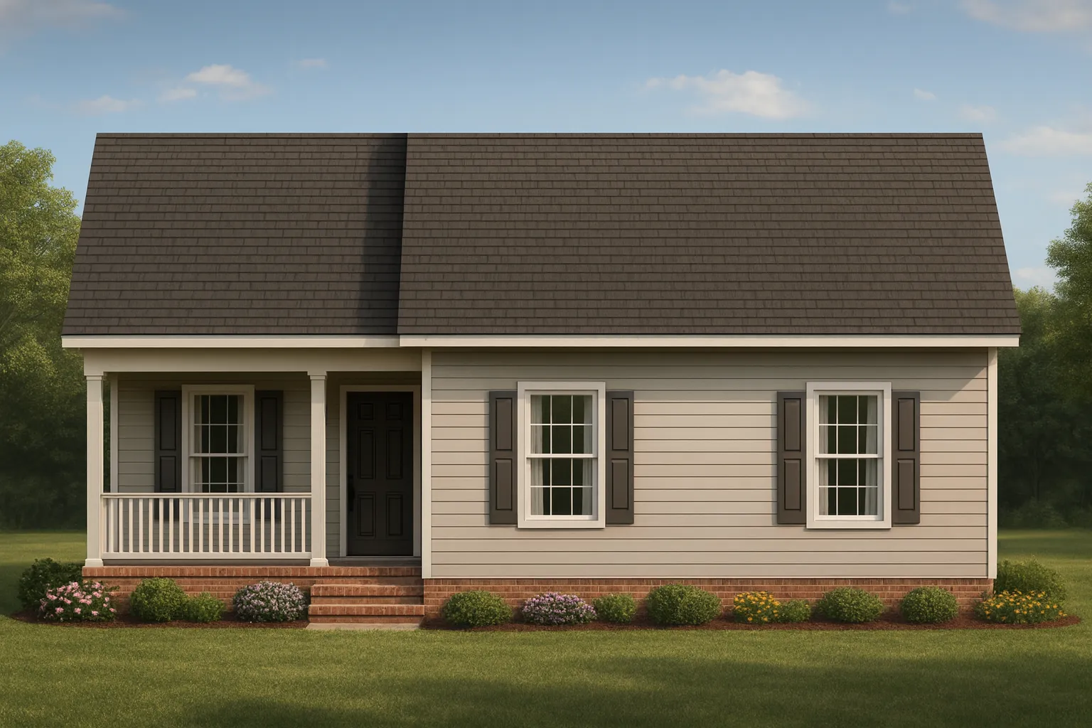 Compact 3-Bedroom House Plan with Open Floor Layout & Cozy Porch