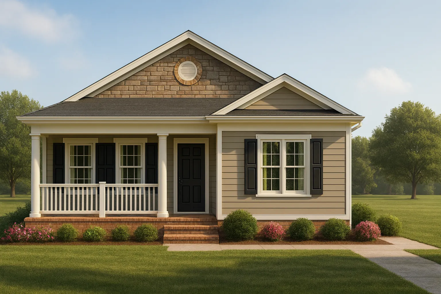 Modern Bungalow House Plan with 4 Bedrooms and Narrow Lot Design