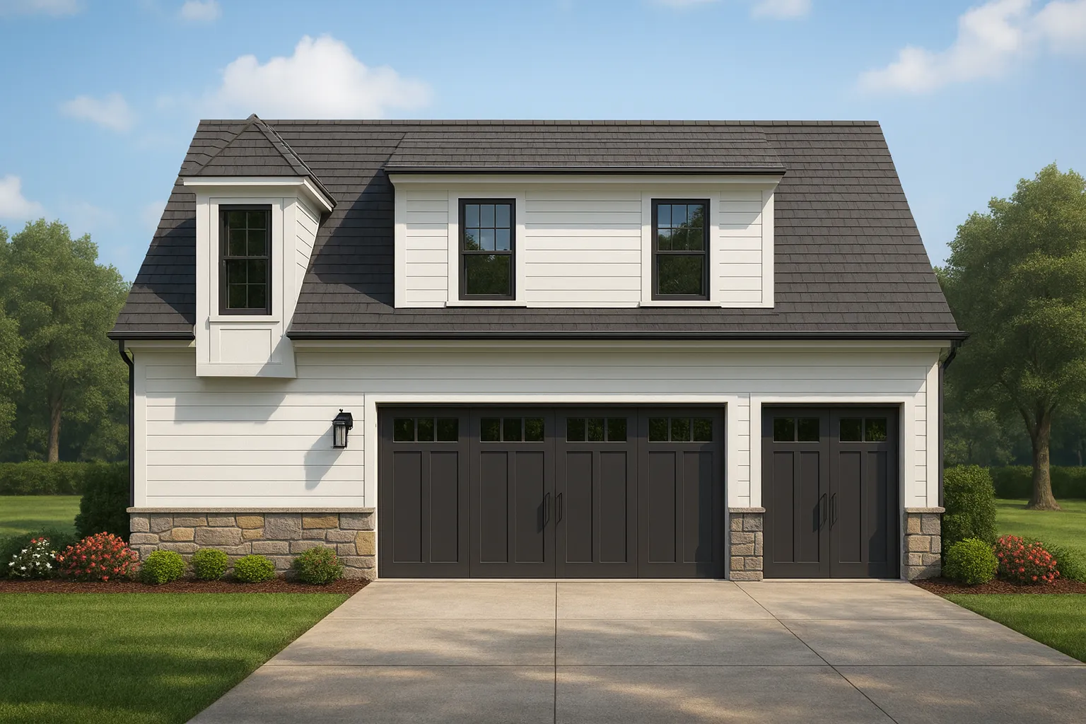 Compact 2-Story Garage Apartment Plan with Craftsman Charm