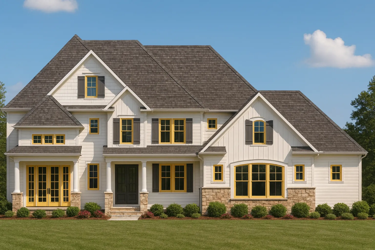 Traditional Craftsman Home Plan with 2-Story Layout and Elegant Blueprint Design