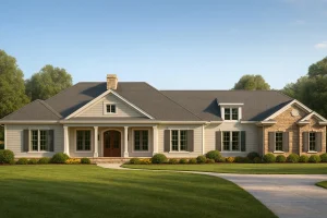 New American House Plans 15 Elegant 1.5-Story House Plan with Traditional Design and CAD Blueprints