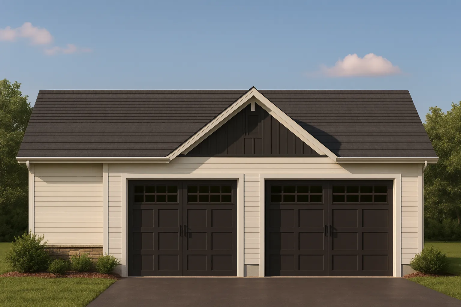Modern Golf Cart Garage Plan with 2 Bays & Compact CAD Design