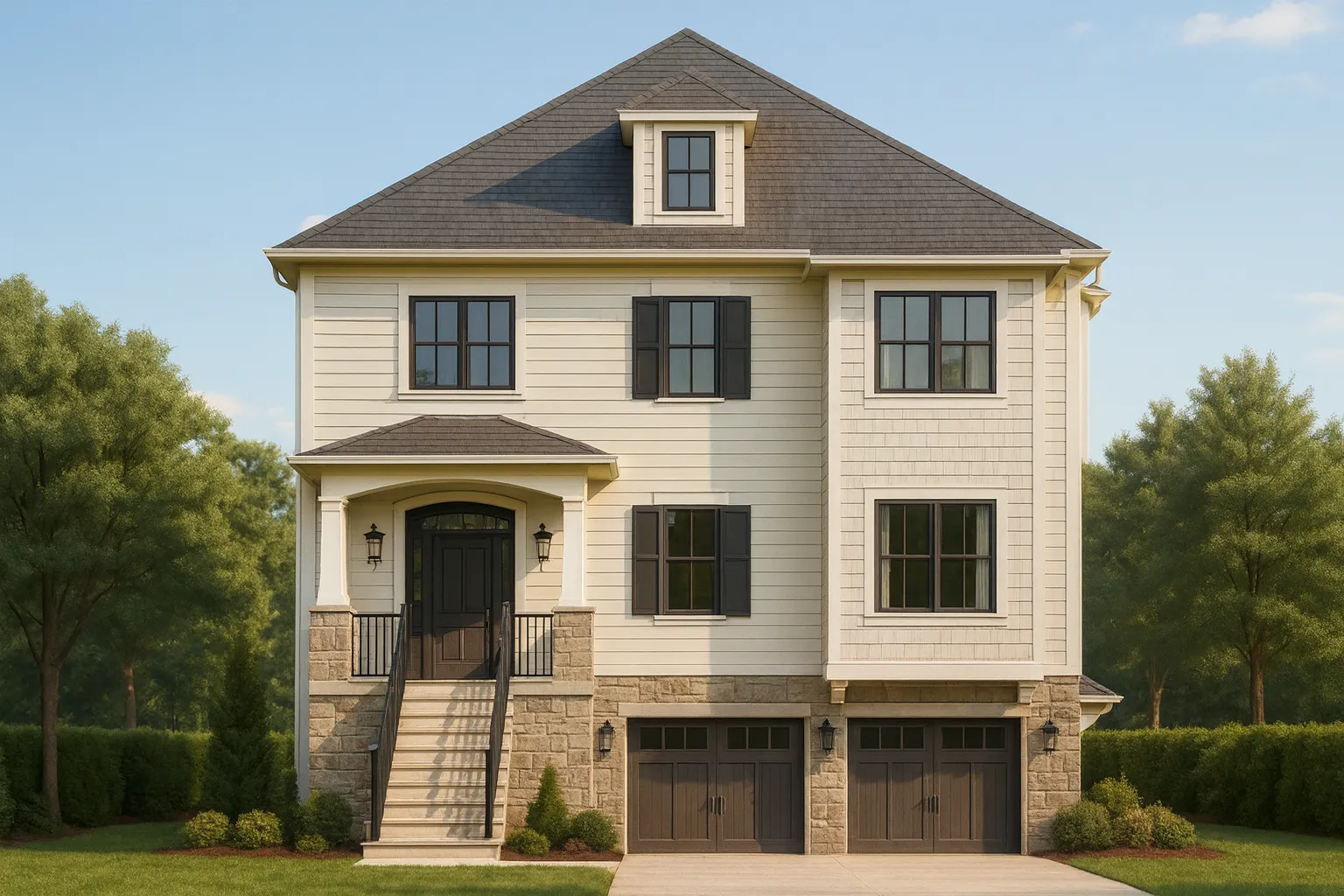 Elegant 3-Story House Plan with CAD Floor Plan and Outdoor Kitchen