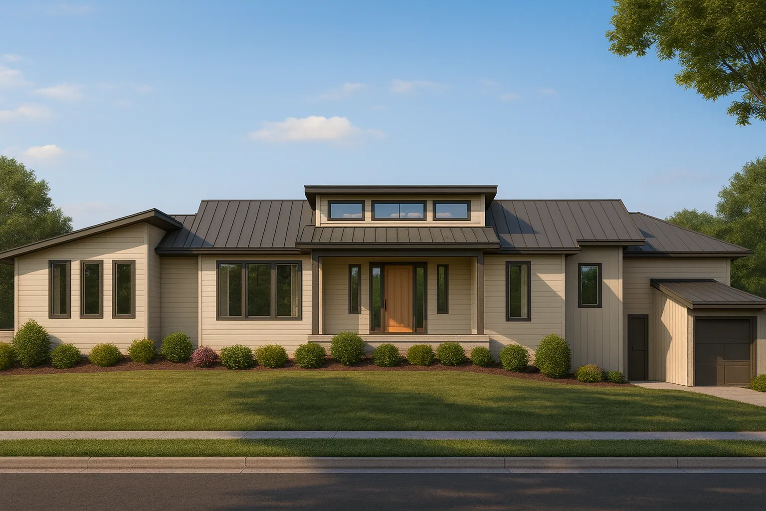 Modern Luxury Home Plan with Basement & Vaulted Ceilings