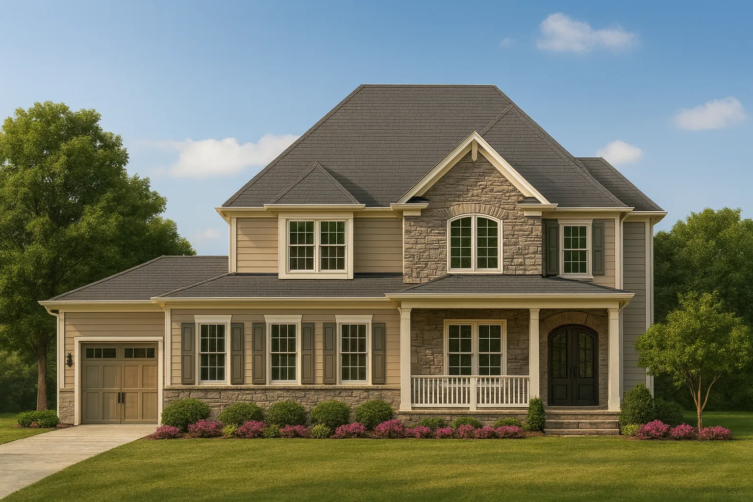 Elegant 3.5-Story Traditional House Plan with Spacious Layout & Vaulted Ceilings