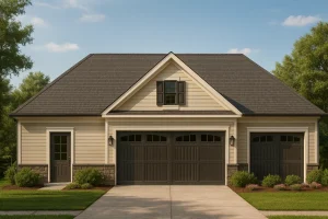 Spacious Garage Floor Plan with Workshop and Brick Exterior