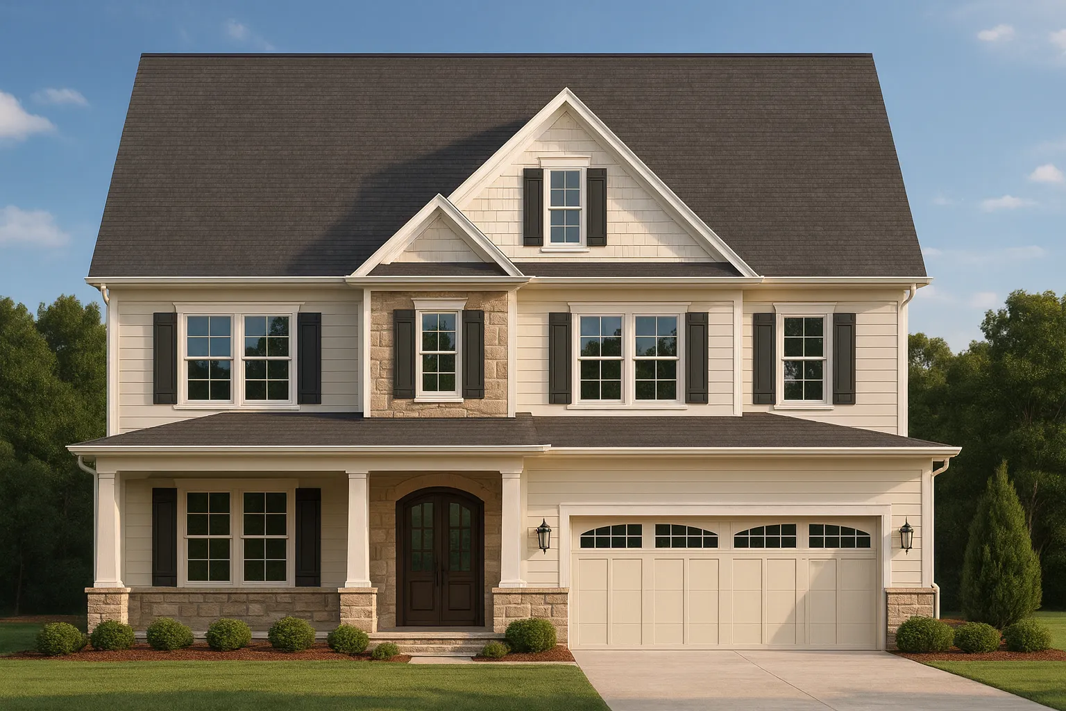 Elegant 2.5-Story House Design with CAD Blueprint and Craftsman Flair