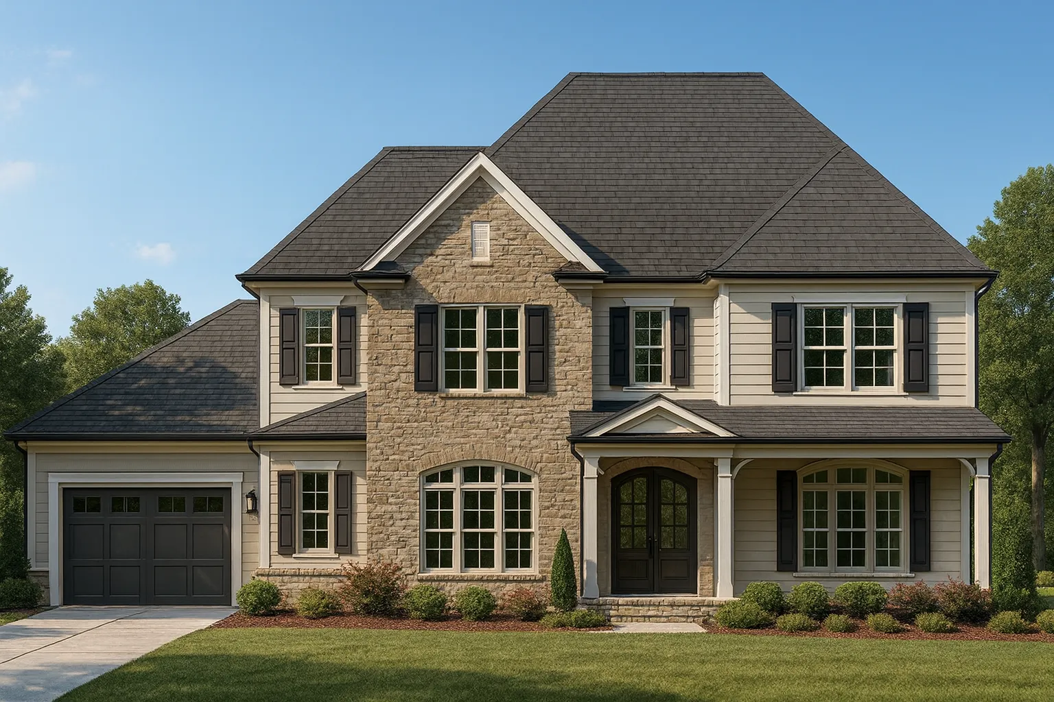Luxurious 2.5-Story European House Plan with 5 Bedrooms & Vaulted Ceilings
