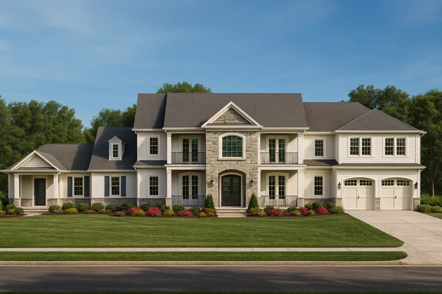 Traditional 2-Story House Plan with 4 Bedrooms & 3-Car Garage
