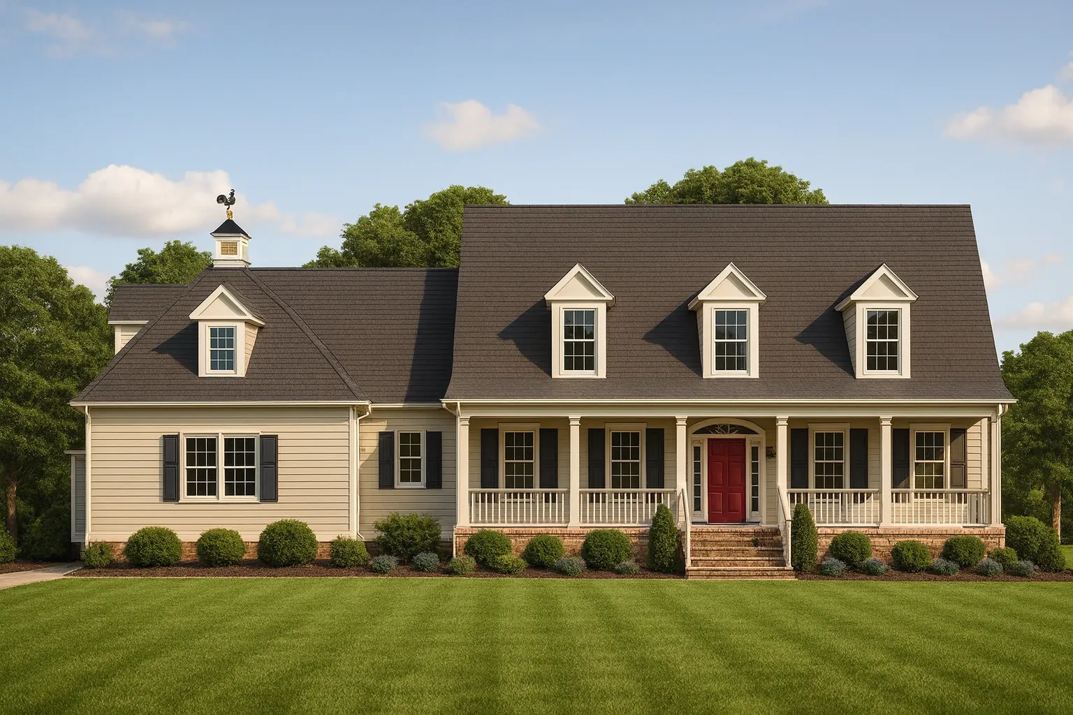 78'-Wide Cape Cod Floor Plan with Great Room and 2 Garage Bays