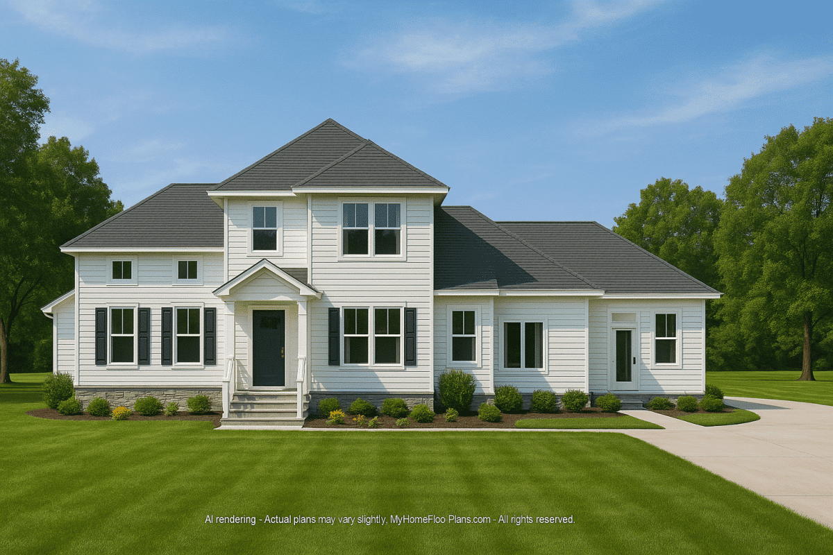 Elegant 2-Story House Plan with Craftsman-Inspired Architecture