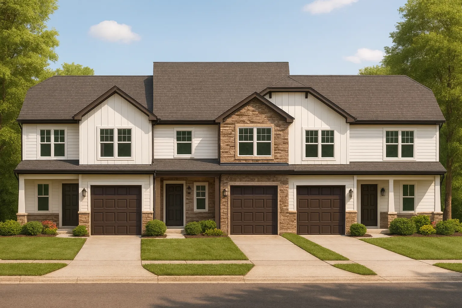 Modern 2-Story Townhome Plan with Craftsman Details