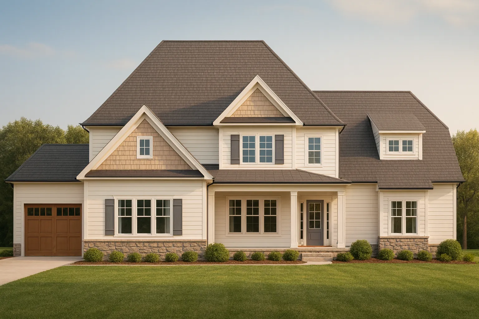 Colonial Farmhouse House Plan with 5+ Baths and Bonus Room