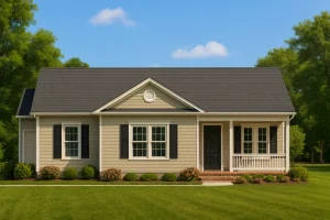 1,101 sq. ft. ranch-style house plan featuring 3 bedrooms