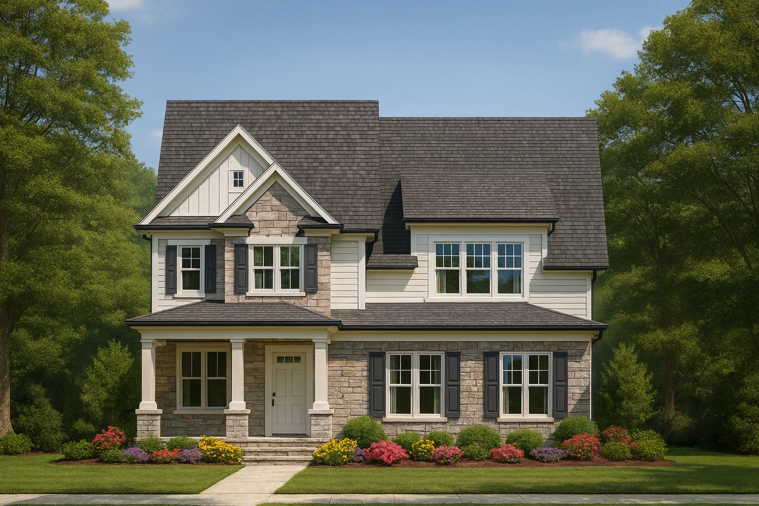 Colonial & Craftsman House Plan - 4-Bed, 3-Bath, 2519 SF