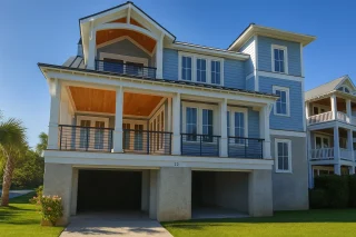 Elegant 3-Story Coastal House Plan with Scenic Balconies & Elevator