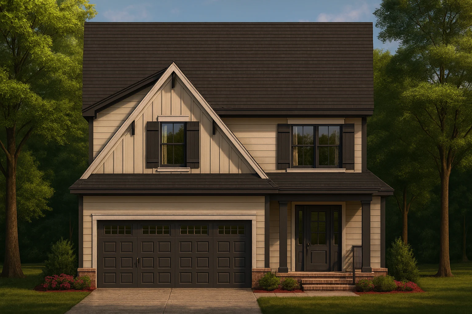 Craftsman Home Floor Plan with 4 Bedrooms and CAD Blueprint