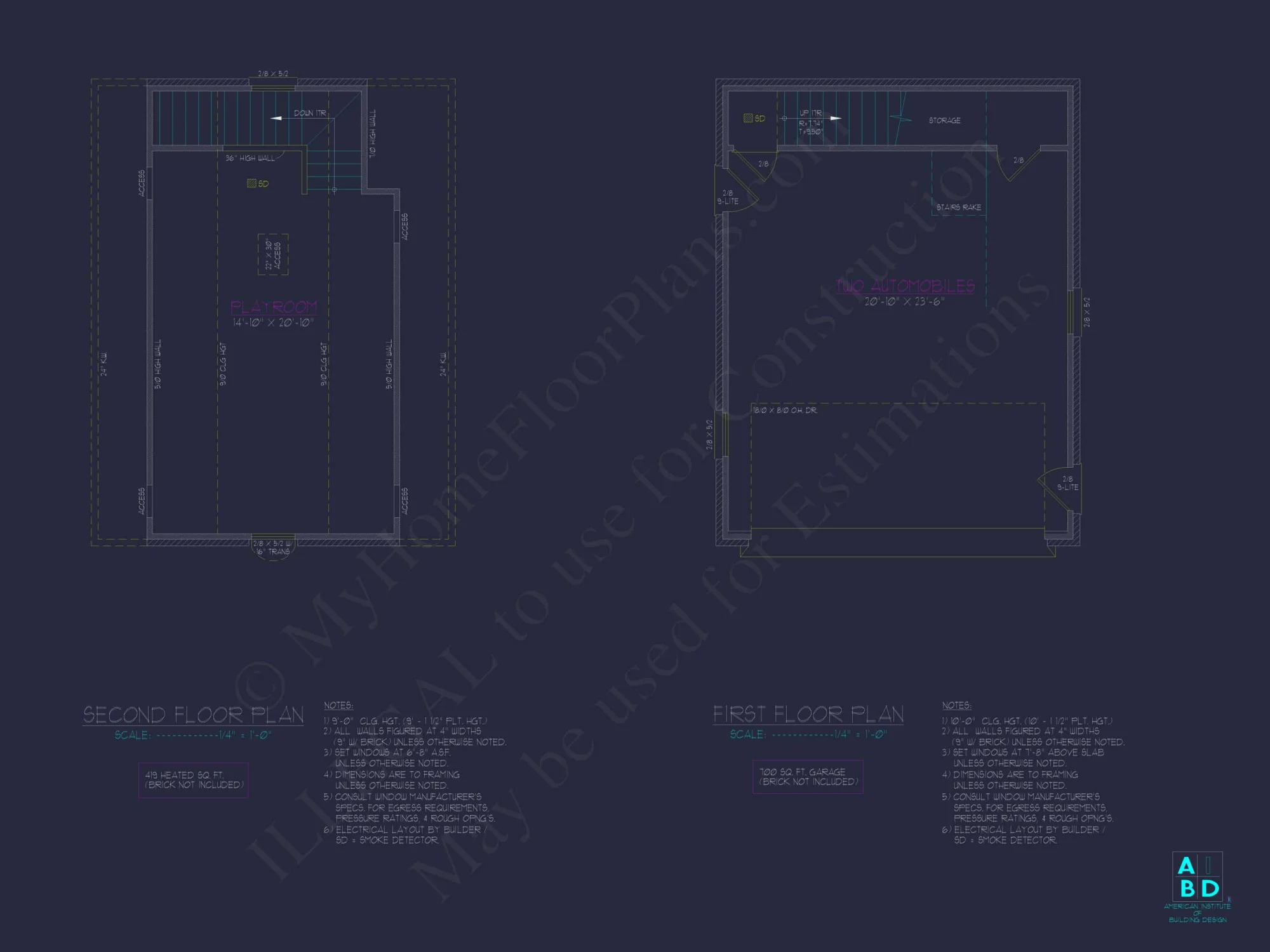 Compact House Garage Plan with Bonus Room | Floor Plan Blueprint Designs