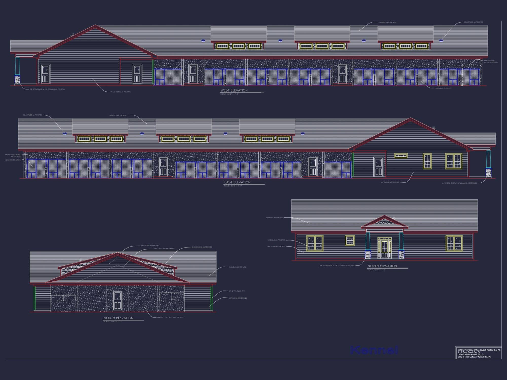 Dog Kennel Floor Plan 6, 148 Sq Ft, CAD Blueprint Design