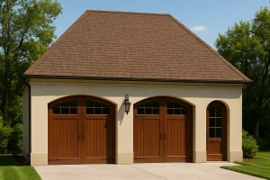 Compact Garage Floor Plan with Living Space - CAD Blueprint