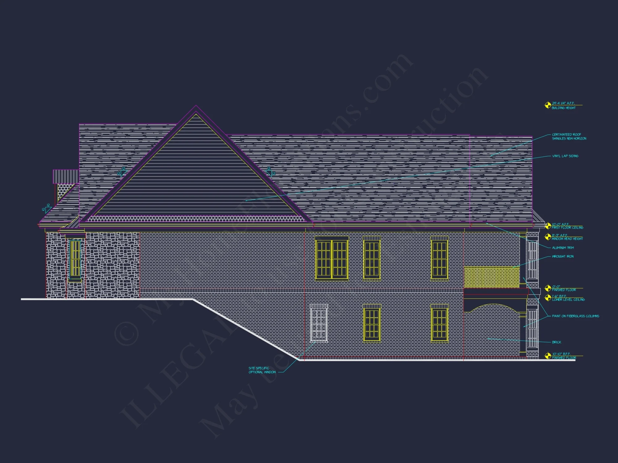 8-1777 HOUSE PLAN - Elegant 2-Story French Country House Plan with Vaulted Ceilings & CAD Blueprints - Image 4