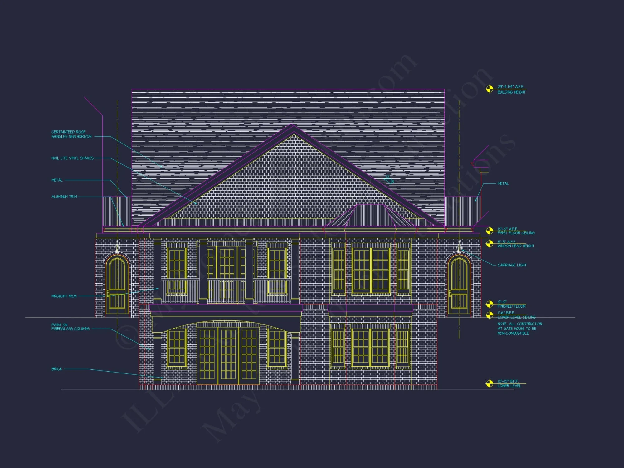 8-1777 HOUSE PLAN - Elegant 2-Story French Country House Plan with Vaulted Ceilings & CAD Blueprints - Image 3