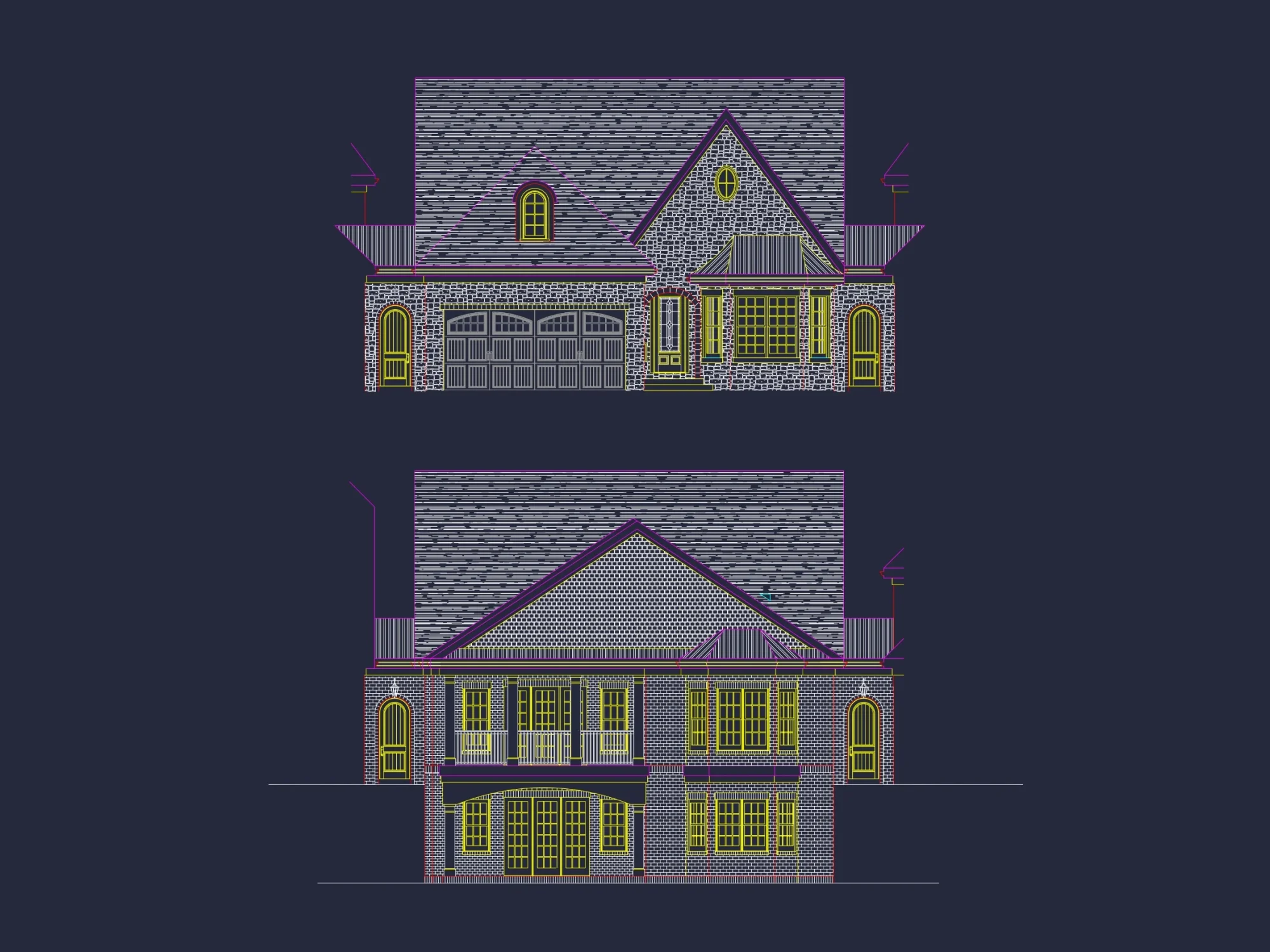8-1777 HOUSE PLAN - Elegant 2-Story French Country House Plan with Vaulted Ceilings & CAD Blueprints - Image 2