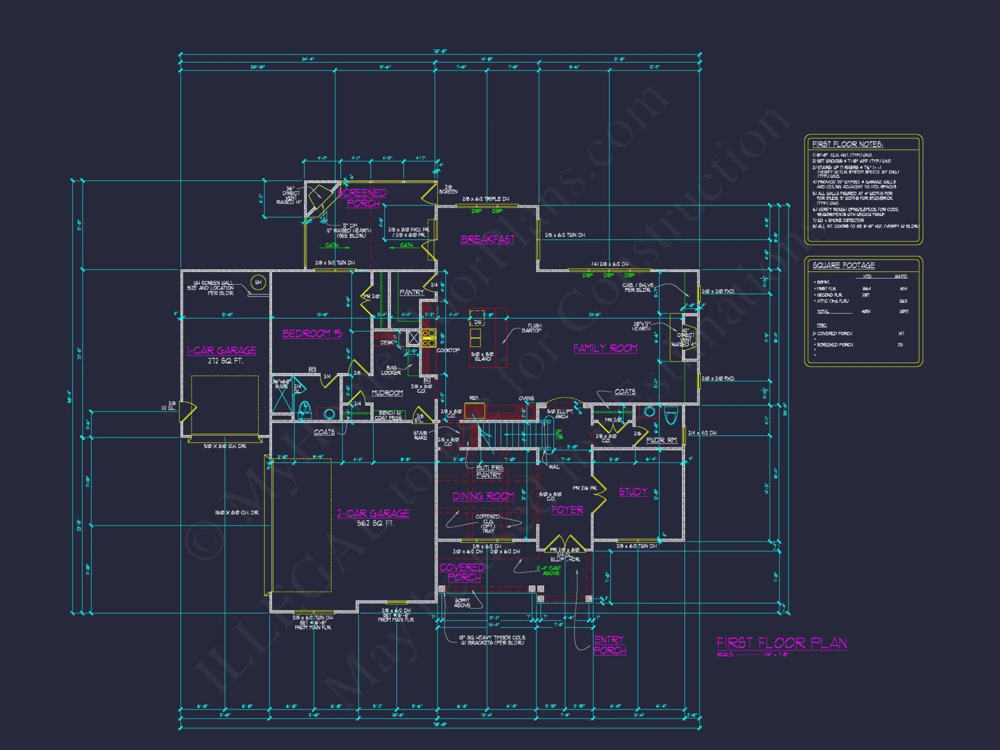 Spacious 2-Story Home Plan with CAD Designs and Blueprints