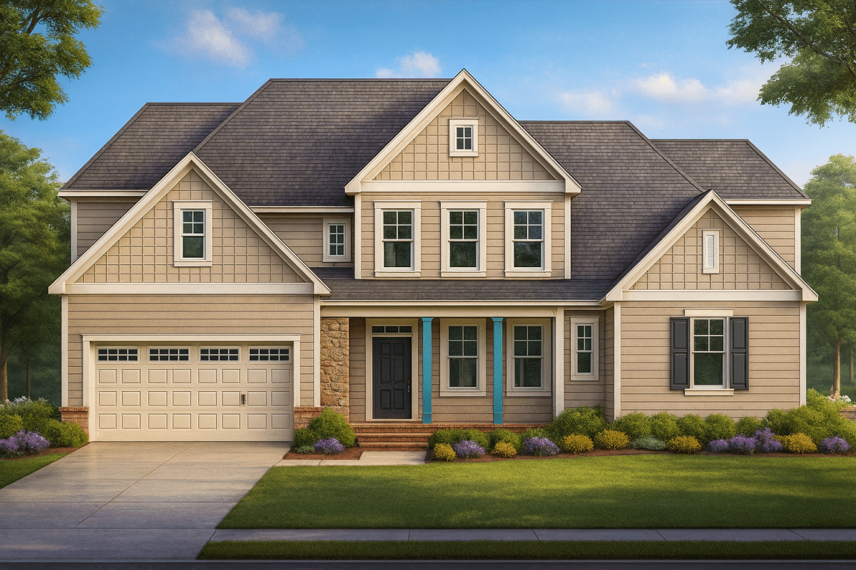 Stylishly Designed 2-Story House Plan with CAD Architecture Blueprint